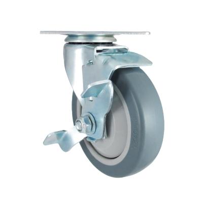 China Casters Dolly Swivel Rubber Castor Locking Flat Free Industrial Steel Caster Wheels 100mm for sale