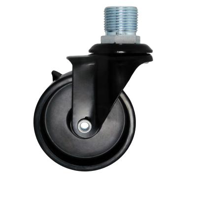 China 75mm flat freewheel pp 1 inch threaded stem caster wheel with PVC water pipe for sale