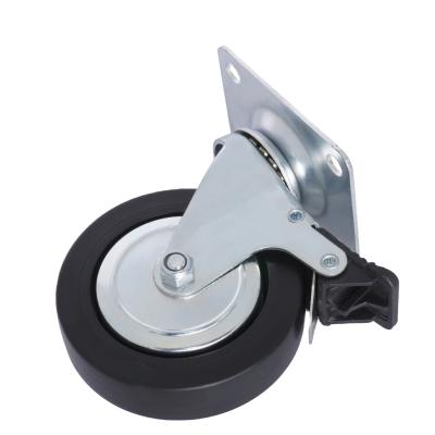 China 100mm Flat Free Heavy Duty PP Wheels With Brake Caster Set Swivel Plate Casters for sale