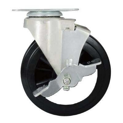 China Heavy Duty Trolley Swivel Trolley Plastic Brake Wheels 150mm Free Swivel Nylon Flat for sale