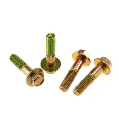 China DIN 6921 Super Good Price Yellow Galvanized Construction Grade 4.8 8.8 Mild Carbon Steel Hex Flange Bolts for sale