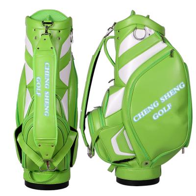 China Customized Leather Large Capacity Golf Bag Green PU Golf Staff Bag for sale