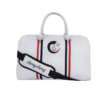 China Chengsheng White PU Luggage Handbag Duffel Bag Overnight 3-4 Day Travel Bags With Separate Shoes Compartment for sale