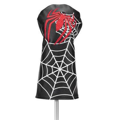 China High Quality Custom PU Leather Spider Embroidery Golf Head Cover For Putter Iron Covers Portable Light Weight for sale