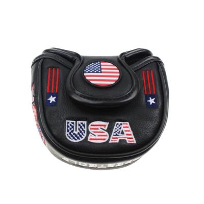 China PU Leather + Custom Made Premium American Flag USA Flag Golf Wool Fairway Wood Iron Leather Waterproof Head Covers For Putter for sale