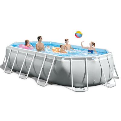 China 16ft6in x 9ft x 48in Oval Adult Prism Frame PVC+steel Over Ground Pool for sale