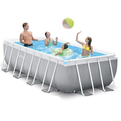 China PVC+steel 4m x 2m x 1m Rectangular Frame Pools Swimming Outdoor Pool Accessories Set for sale