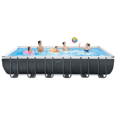 China PVC+steel Wholesale Rectangular Inflatable Over Ground Metal Frame Swimming Pool for sale