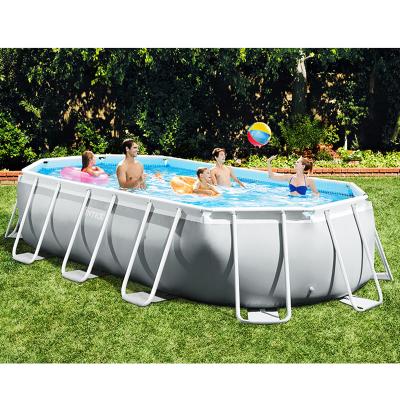 China PVC+steel INTEX 26798 Oval 6m tube stand swimming pool setl home mobile folding pool villa fish pond for sale