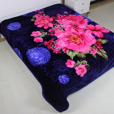 China Good quality 200*240cm classic embossed 100% design flower pattern blanket modern style polyester Korea factory supply for sale