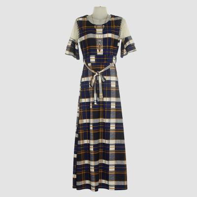 China 2021 Premium Quality Vintage Lace Breathable Transparent Sleeves Ruffles Plaid Dresses Women for sale