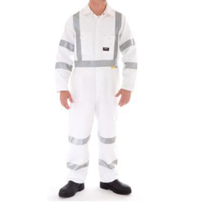 China Wholesale 100%cotton cotton cheap custom drill white work coveralls with reflective tapes for sale