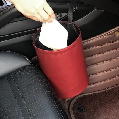 China 100% Eco-friendly Waterproof Hanging Auto Cars Interior Accessories For Car Waste Bin Trash Container Holder Folding Trash Bag Organizer for sale