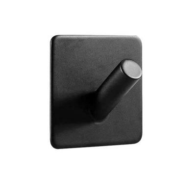 China Self Adhesive Sticky Wall Coat Hanger Stainless Steel Key Hook Long Dress Aluminum Black Metal Viable Hook For Hanger for sale