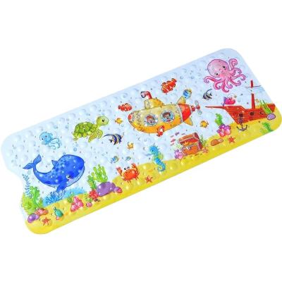 China Badematte Durable Safe Custom Kids Non Slip Bath Tub Mat Anti Skid Bathing Suction Shower Mat With Hooks For Kids Children Baby for sale