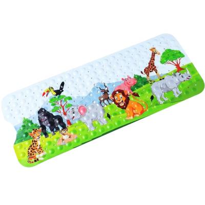 China Amazon Best 100x40cm Viable Selling Kids Bathtub Mat With Printing Non Slip Washable Bath Mat PVC Bathroom Mat With Suction Cups for sale