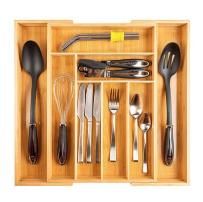 China Bamboo Organizer Expandable Cutlery Tray Drawer Organizer Adjustable Cutlery Tray Cutlery Knife Tools Traditional Kitchen Drawer Holder for sale