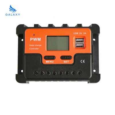 China Charger Controller China Factory Customized Cell Panel Charger Regulator Dual USB 10a 20a 30a 12v 24v Auto Dual PWM Solar Charging Controller for sale