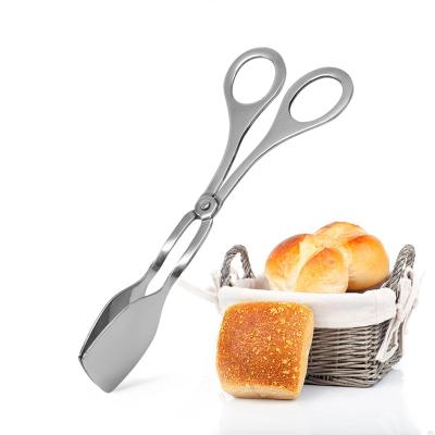 China Viable Mini Stainless Steel Kitchen Grill Scissor Steak Food Clip Barbecue Toasting Bread Tong Toaster Utensils for sale