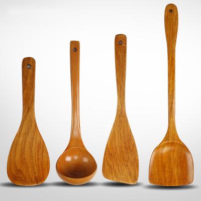 China Sustainable Wholesale Traditional Reusable Household Cookware Household Cookware Bamboo Heat Resistant Wooden Utensils for sale