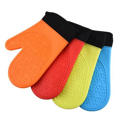 China Custom Printed Higher Potholder Heat Resistant Microwave Cooking Gloves Cotton Lining Heat Resistant Silicone Oven Mitt Gloves for sale