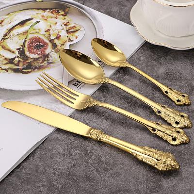 China Wholesale 5Pcs Disposable Kitchen Gold Plated Flatware Manufacturer Personal Silverware Cutlery Set Stainless Steel for sale