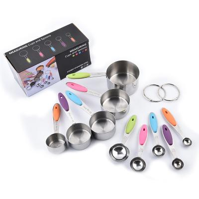 China Sustainable Kitchen Cooking 10 Piece Stainless Steel Scale Magnetic Measuring Cups And Spoons Set for sale