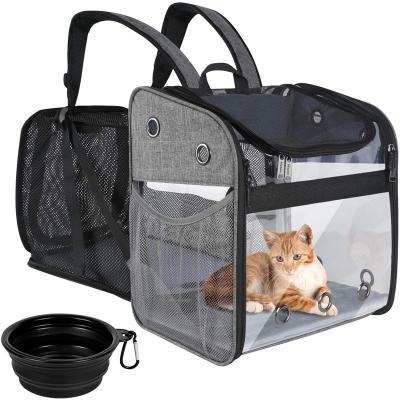 China Large Breathable Foldable Expandable Cat Carrying Backpack Dog Pet Carrier Bag for sale