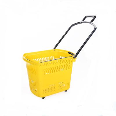 China Wholesale Mall Supermarket Rolling Plastic Shopping Cart With Wheels for sale