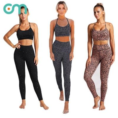 China The breathable supply high waist butt crac! crack! Push Up Gym Tight Custom Printed Yoga Set Slimming Sport Lift Hip Legging Set for sale