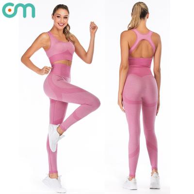 China Breathable High Waisted Workout Leggings Fitness Yoga Suit Woman Gym 3 Piece Yoga Set for sale