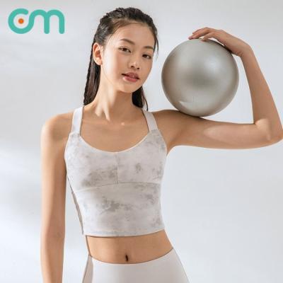 China Wholesale Custom Breathable Logo Woman Nude Tie-Dye Beautiful Cross Back Fitness Yoga Bra for sale