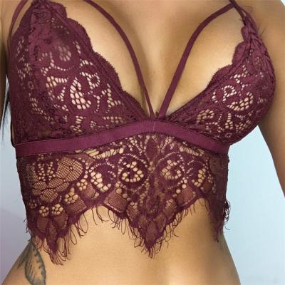 China Sexy Women Seamless Lace Up Seamless Tank Haut Femme Lingerie Underwear Halter Bra Crop Top Bustier Bralette Bralette Top Framing for sale