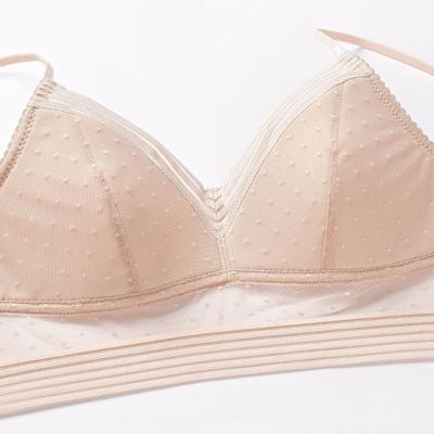 China Seamless Sexy Backless Strapless Bra Push Up Plus Size Bras For Women Lace Up Bralette Underwear Dots Mesh Lingerie Brassiere Low Back for sale