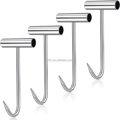 China Viable Stainless Steel T Hooks T-Handle Meat Boning Hook For Kitchen Restaurant BBQ Dinner Home Roast BBQ Slaughter Hanging Tool for sale