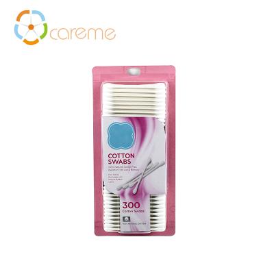 China 300pcs Q Tip Clean / Cosmetic Paper Daily Care Cotton Buds Swabs In Blister Pack for sale