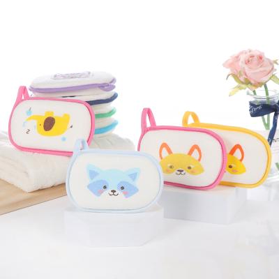 China EXFOLIATE Cute Cartoon Cotton Pad Exfoliating Pads Baby Bath Sponge Pad for sale