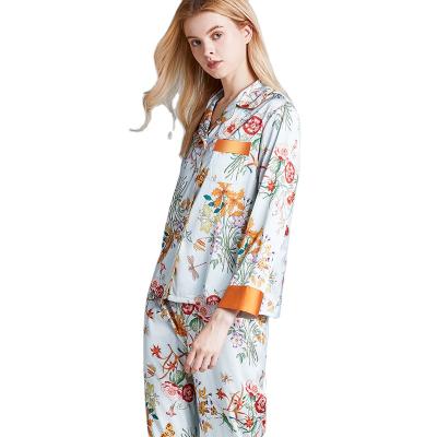 China QUICK DRY ice silk pajamas long sleeve summer women's thin sleeve home suit manufacturers wholesale for sale