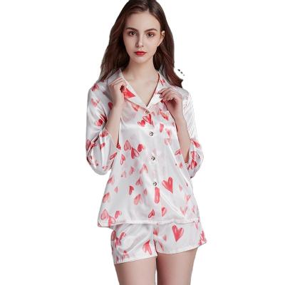 China QUICK DRY ice silk women's summer thin women's pajamas shorts set women's summer wear home clothes for sale