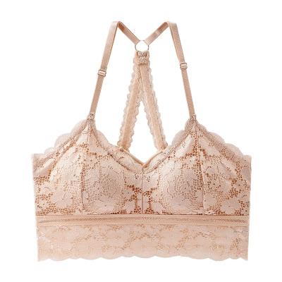 China Seamless Light Proof Adjustable Shoulder Strap No Steel Ring Gathered Lace Bra for sale