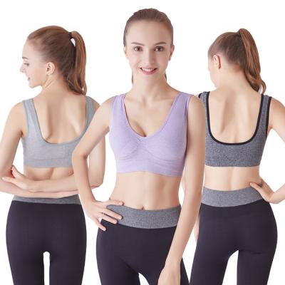 China QUICK DRY double layer version yarn color update sports bra thin large size seamless bra without steel ring adjustable underwear for sale