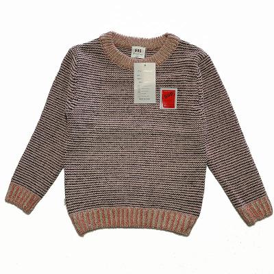 China Autumn Custom Style Kids Knit Jumper Elastic Round Collar Modest Anti-Shrink Sweaters Stripe Woolen Cloth Coat for sale