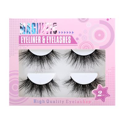 China Hot Selling Two Pair Feather None False Magnetic False Invisible Silk Mink Eyelashes With Magnetic 3D Magnet Eyeliner for sale