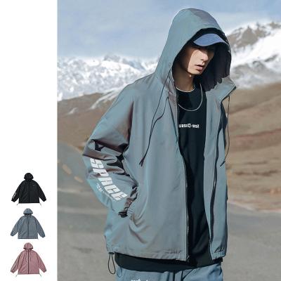 China Custom Size QUICK DRY Logo Print Nylon Zipper Hoodie Autumn Mens Blank Windproof Plus Size Loose QUICK DRY for sale