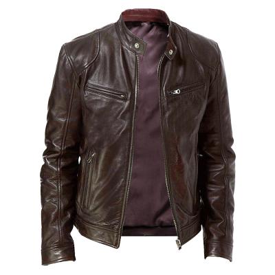 China Wholesale 2021 New OEM Simple Custom Men's Waterproof White Short Leather Bomber Jacket for sale