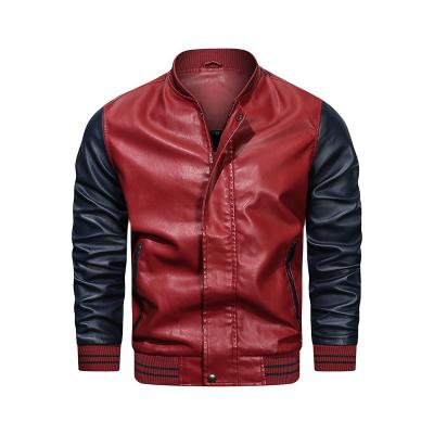 China Custom Logo Waterproof Mens Leather Bomber Jacket Autumn Winter Long Sleeve Windproof for sale