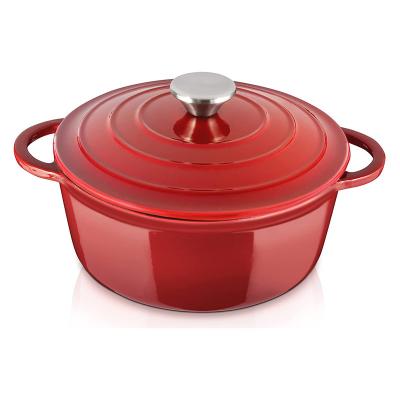 China Cookware New Style Sustainable Cast Iron Red Enameled Round Cookware for sale