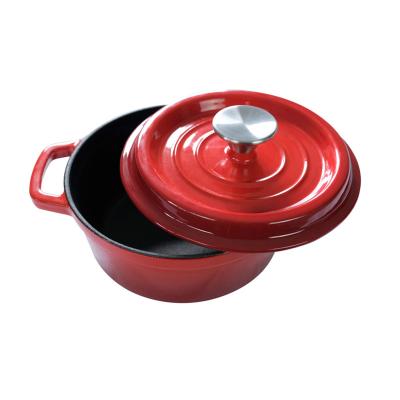 China Sustainable Hot-selling Dutch Red Round Oven Pot Enamel Cast Iron Cookware for sale