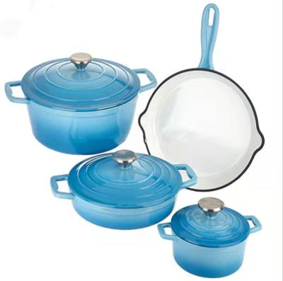 China Pot and Pan Set Viable Hot Cast Iron Kitchenware Cast Iron Enamel Cookware Selling Set for sale