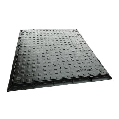 China For construction and public use high quality malleable iron manhole cover with hinge and lock, double seal rectangular manhole cover for sale